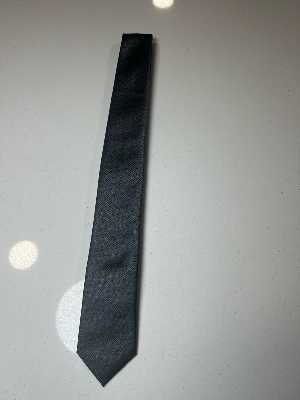 Calvin Klein Charcoal‎ Grey Micro Geometric Silk Mens Necktie